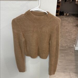 Hollister Fuzzy Tan Sweater small